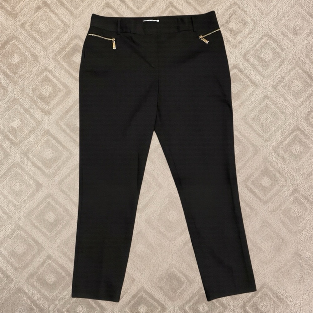 Chaus Black Formal Pants with Gold Zipper Accents